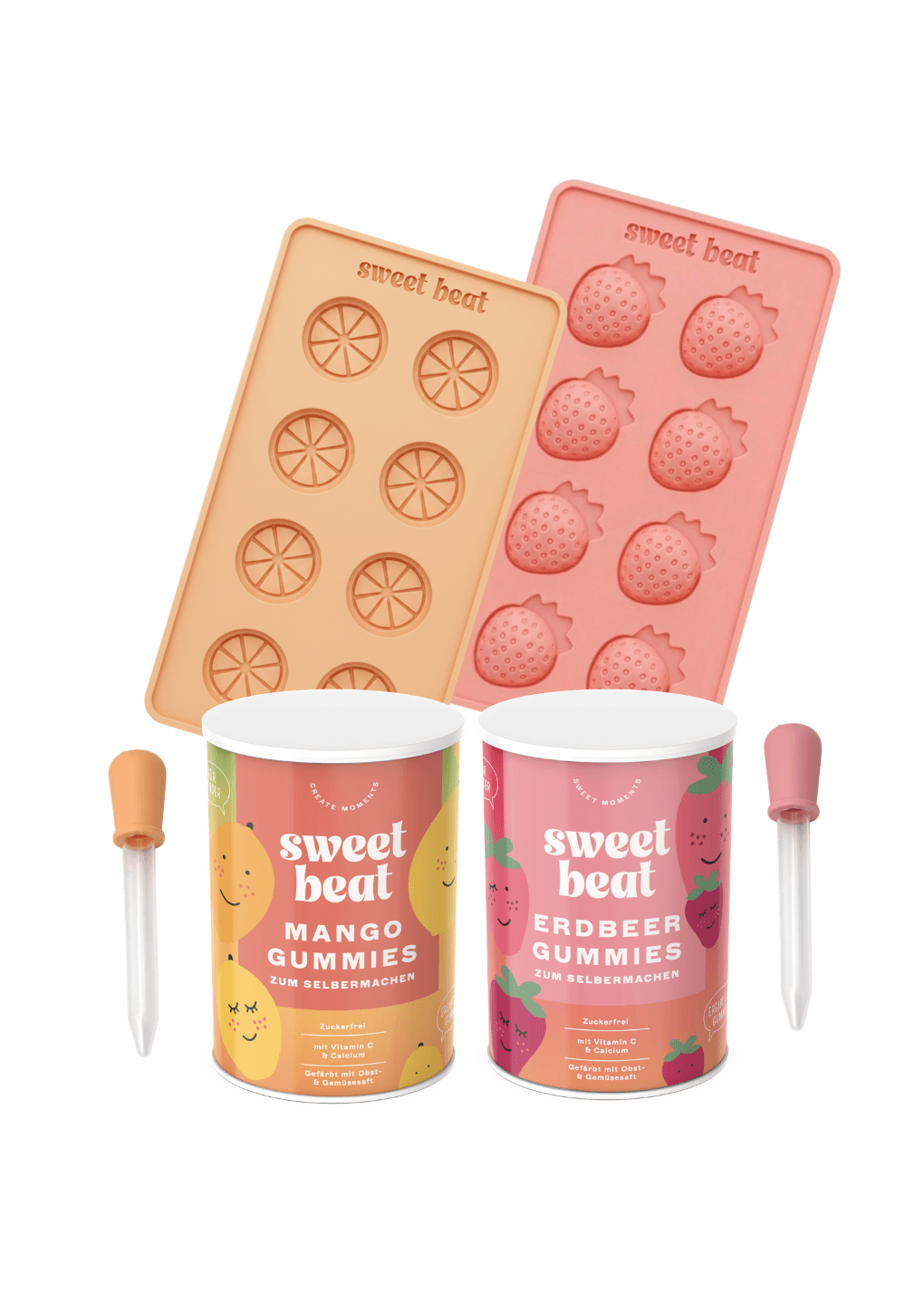 Sweet Beat Starter Set mit zwei Dosen Instant-Mix, Silikonförmchen und Pipetten
